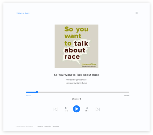 Preview of Authors Direct Web Player user interface